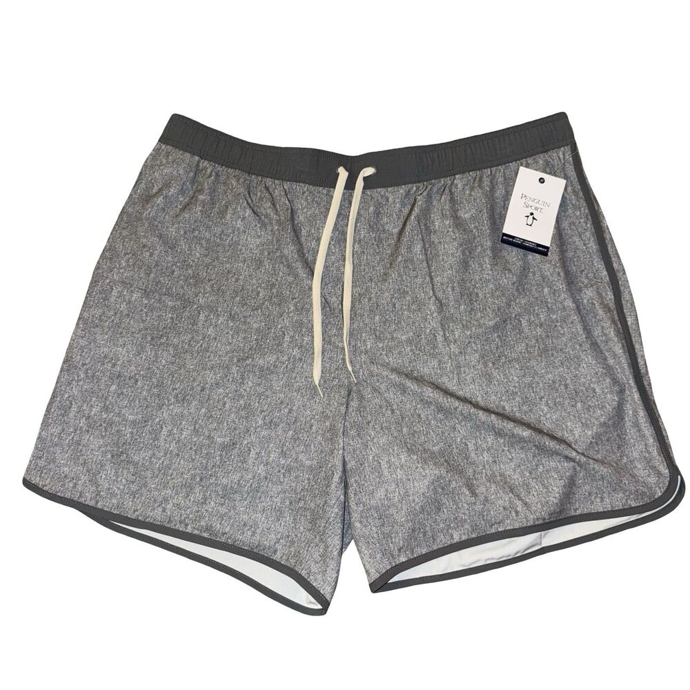 NWT‎ Penguin Sport Men’s Performance Shorts Stretch Drawstring Heather Gray XXL